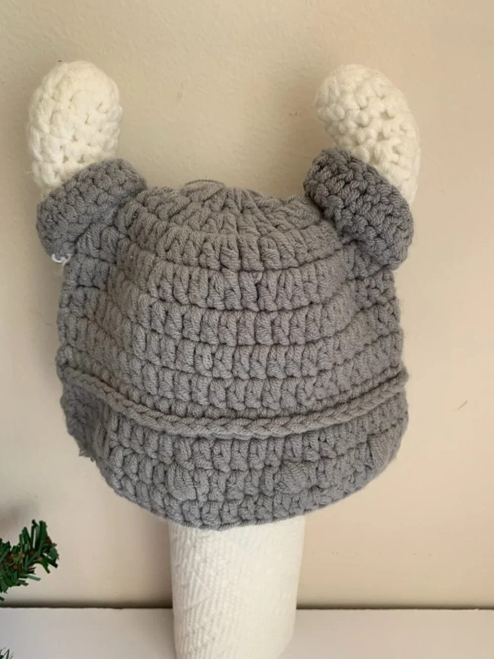 Handmade crochet baby viking hat